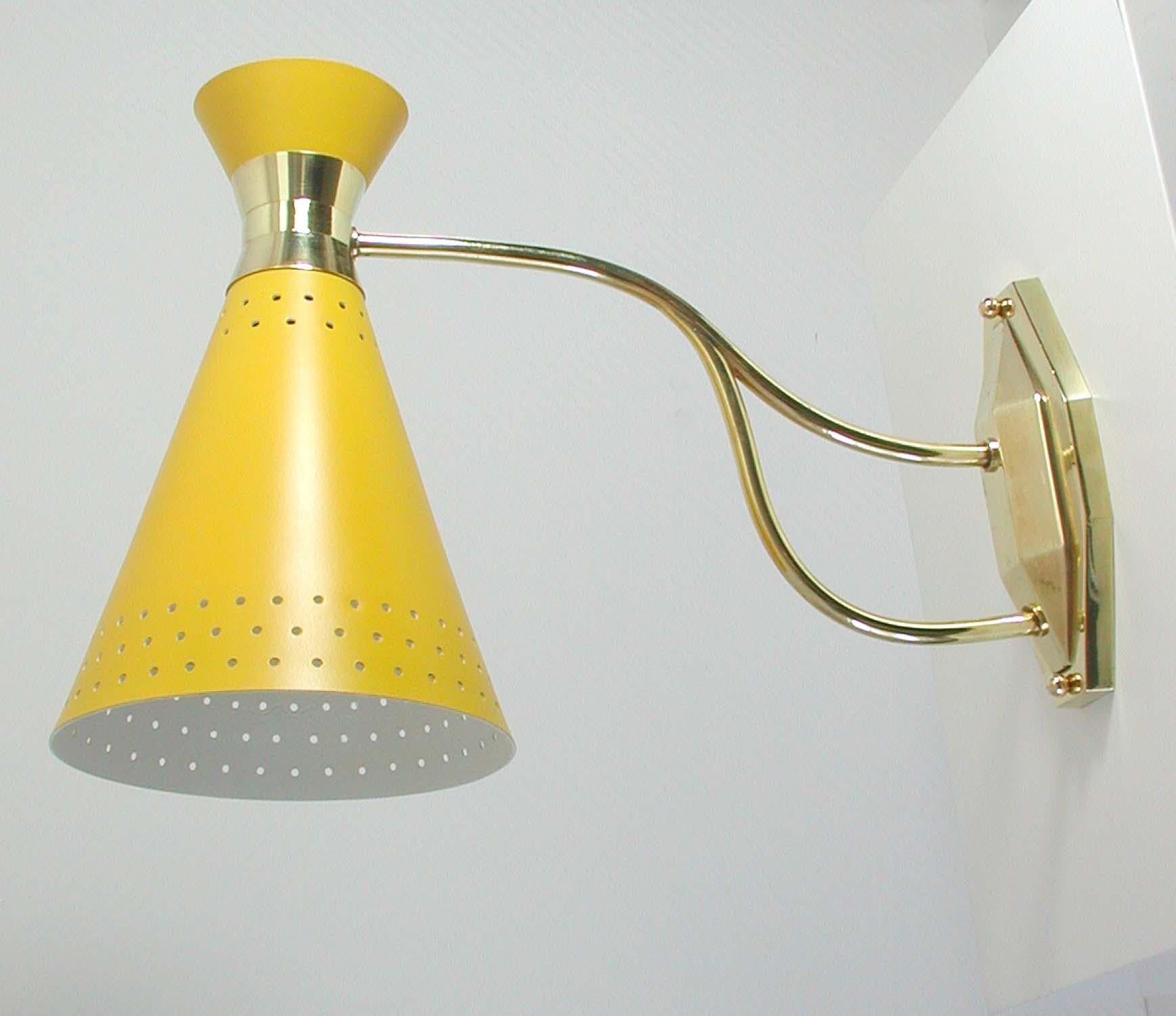 Midcentury ARLUS Yellow Diabolo Wall Light, France 1950s For Sale 6