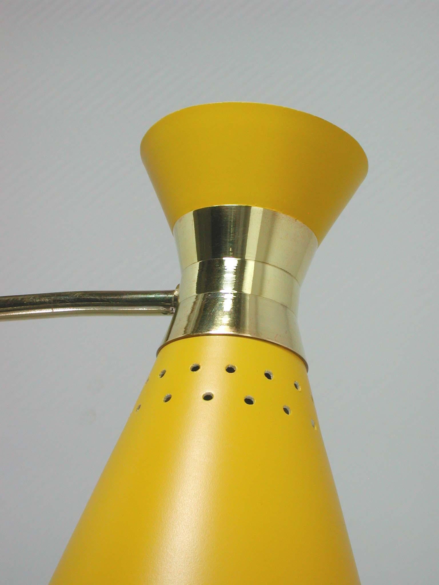 Mid-Century Modern Midcentury ARLUS Yellow Diabolo Wall Light, France 1950s For Sale