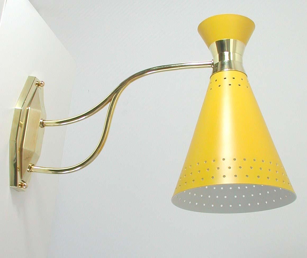 Polished Midcentury ARLUS Yellow Diabolo Wall Light, France 1950s For Sale