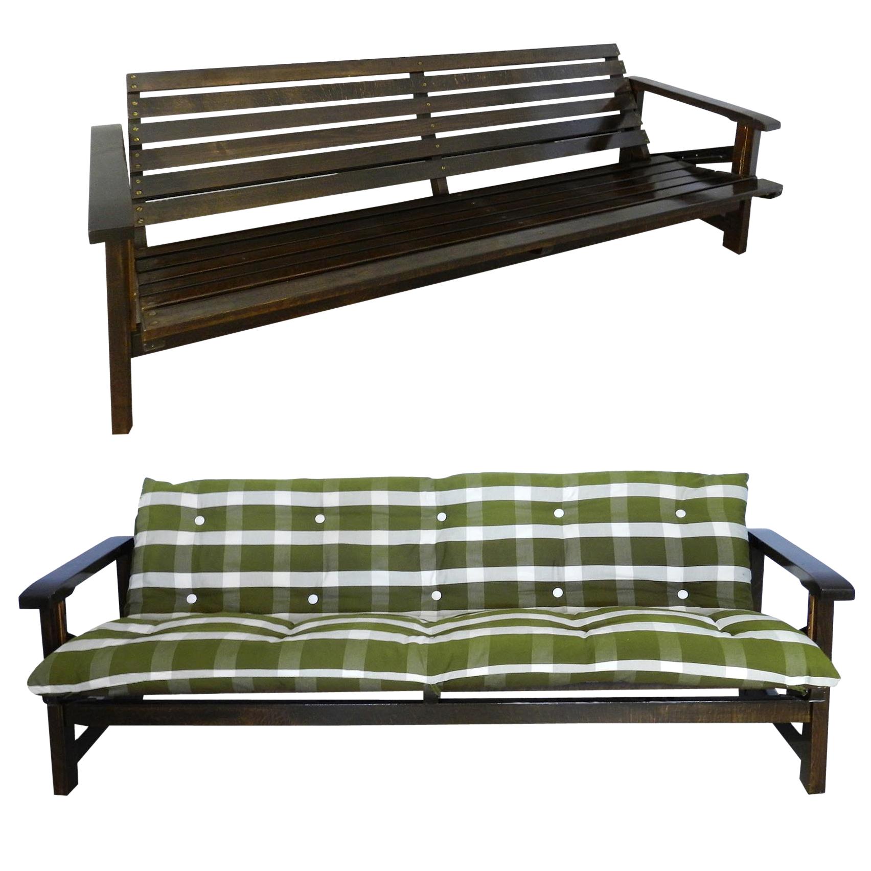 Midcentury French Adjustable Patio or Garden Lounger Sofa Bench by Clairitex