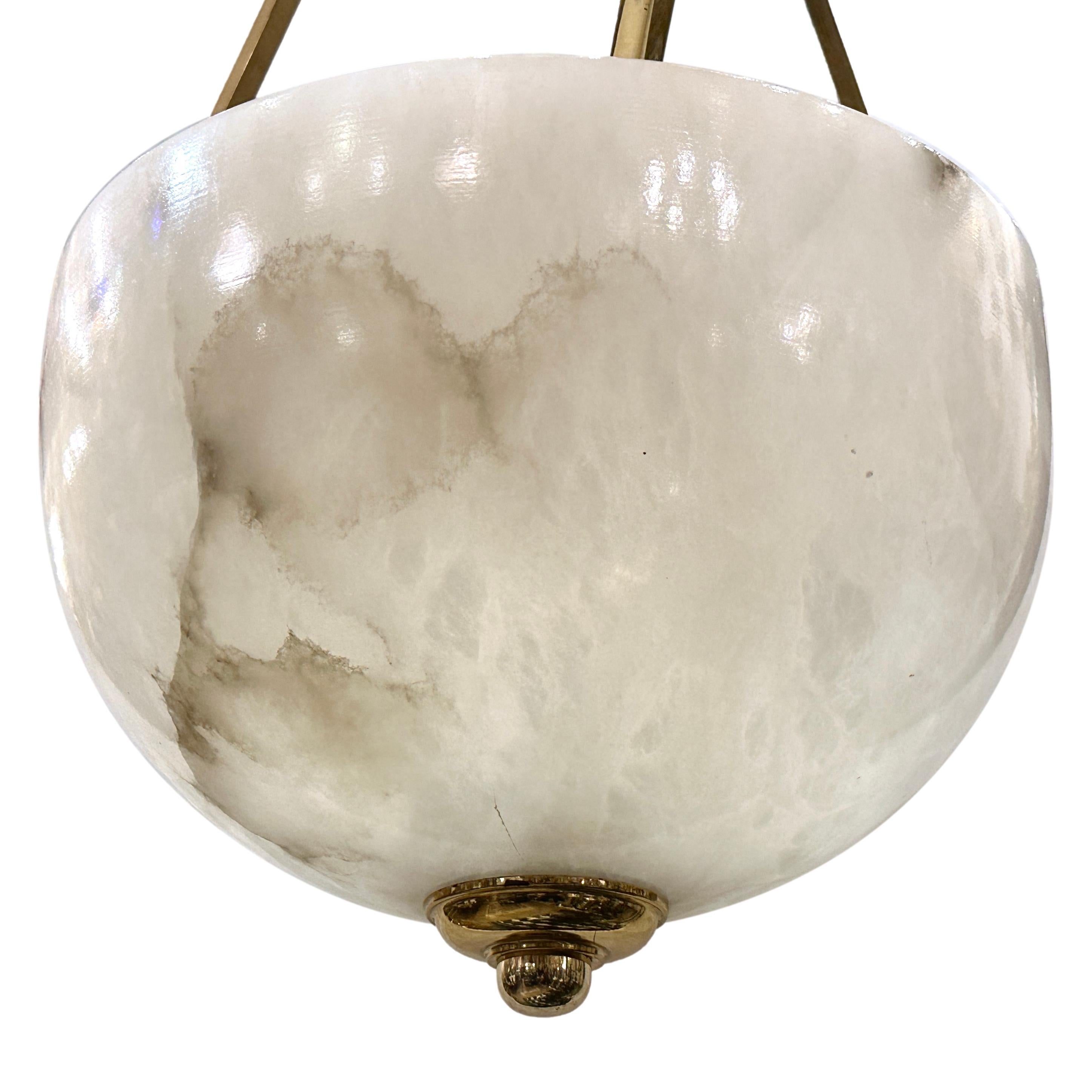 Mid-20th Century Midcentury French Alabaster Light Fixture For Sale