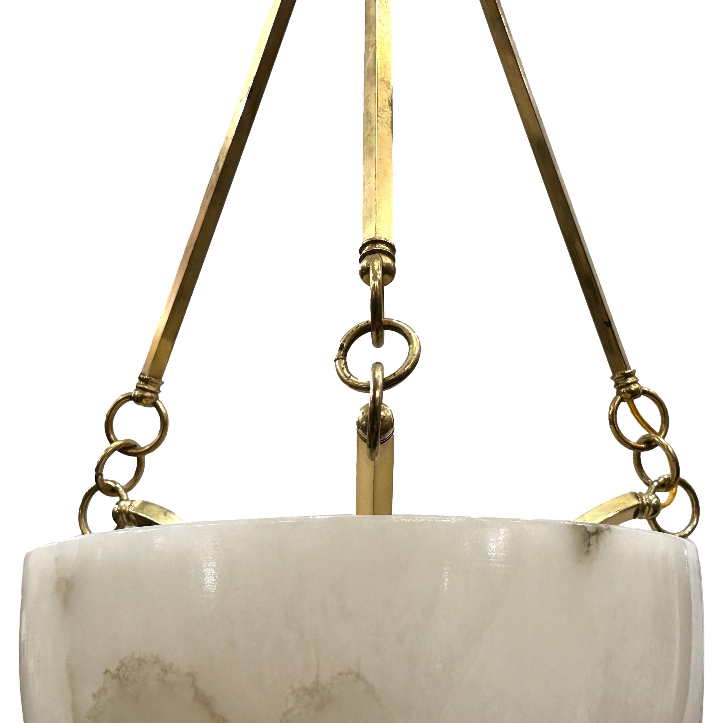Midcentury French Alabaster Light Fixture For Sale 1