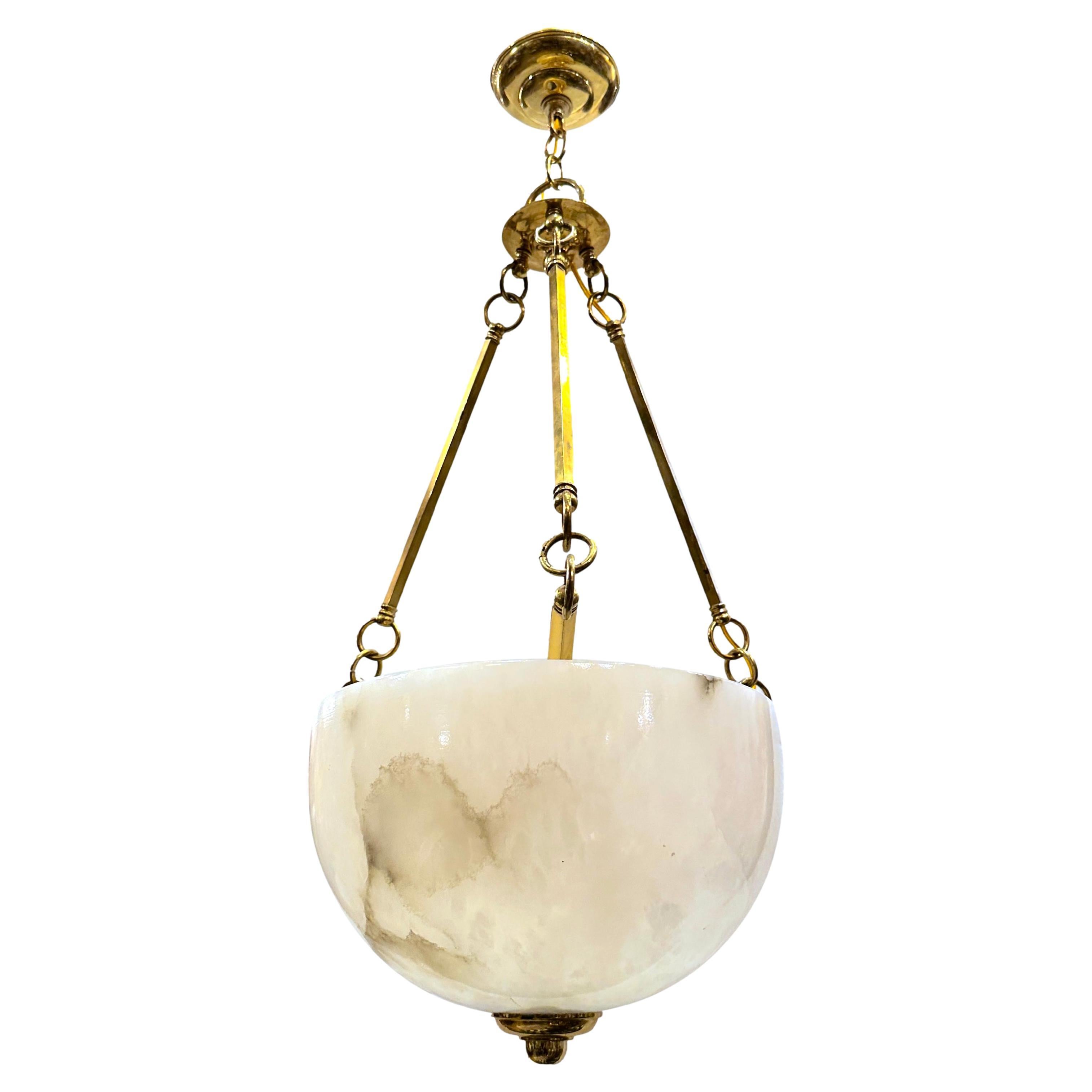 Midcentury French Alabaster Light Fixture