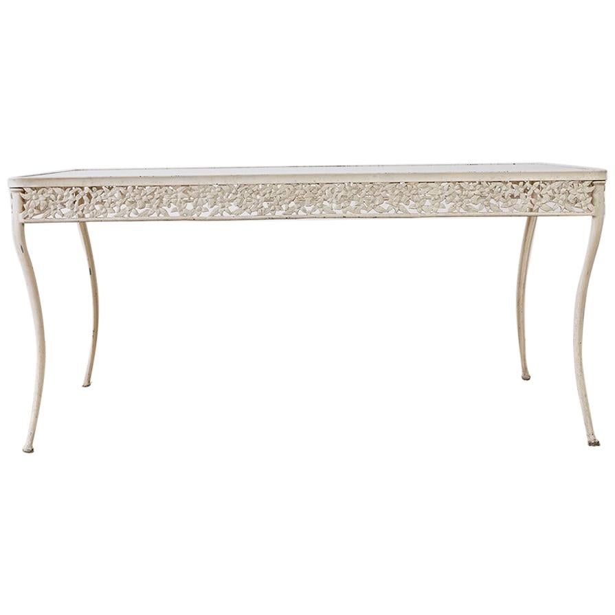 Midcentury French Aluminum Floral Garden Patio Table