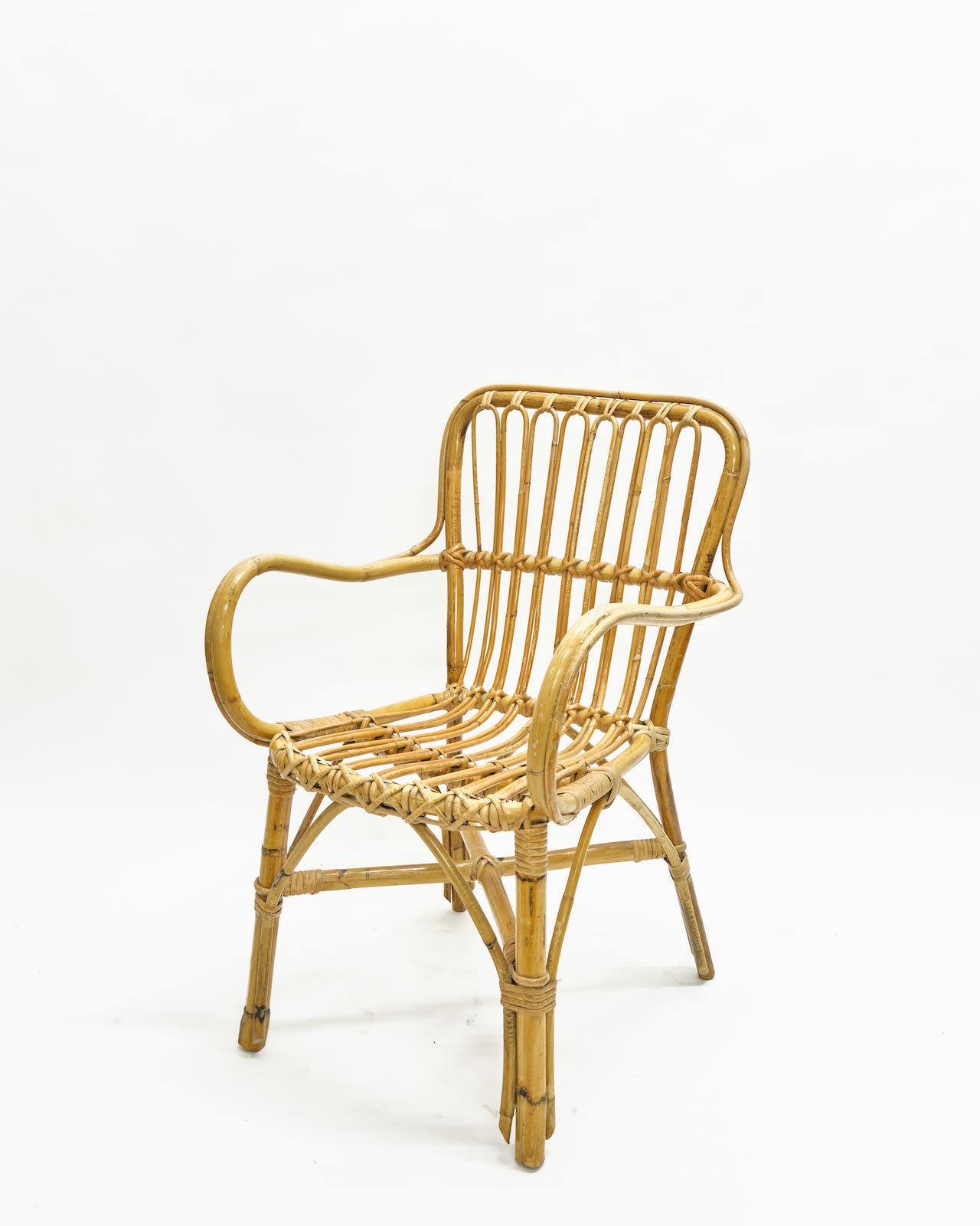 Midcentury French armchair made up of cane, circa 1950s.

Dimensions: H80 x W53 x D53 cm.