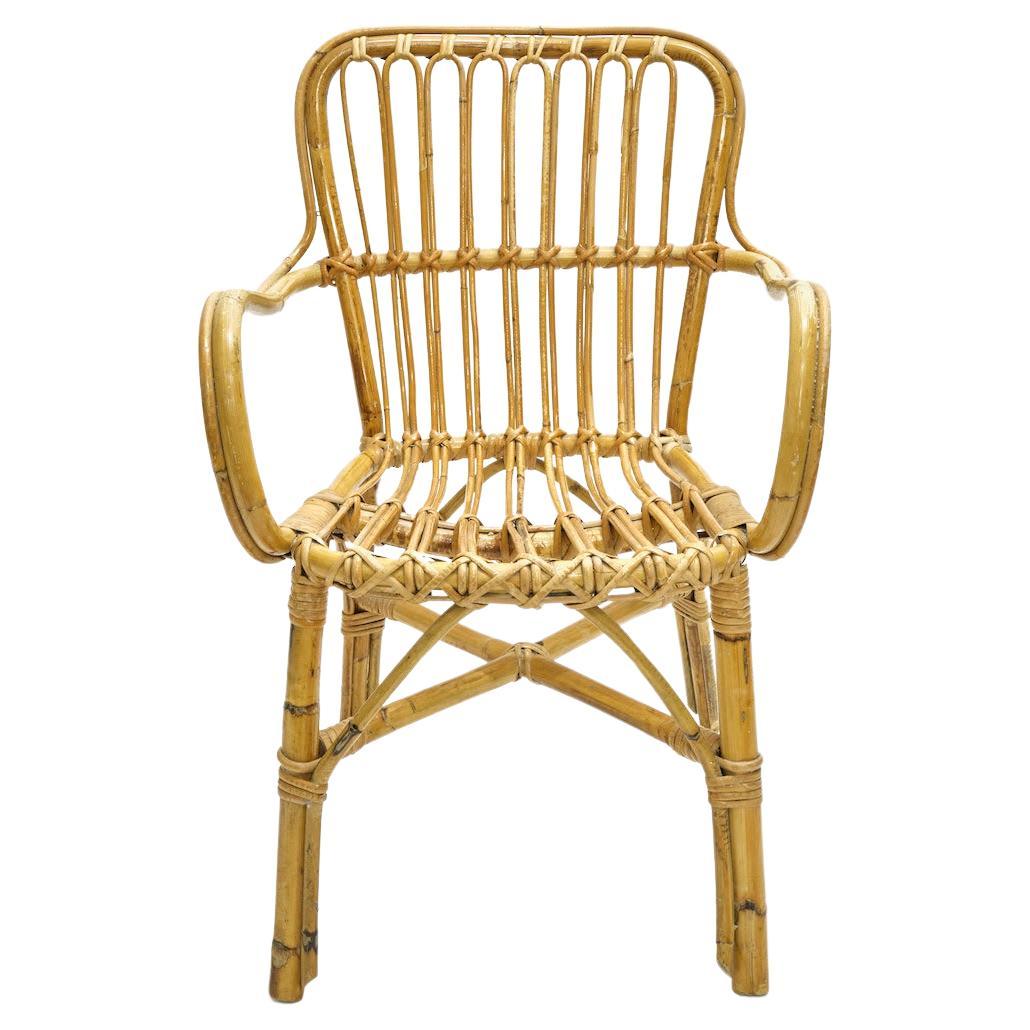 Midcentury French Armchair Made Up of Cane
