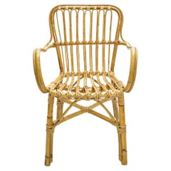 Midcentury French Armchair Made Up of Cane