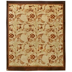 Mid-20th century French Bold Art Deco Beige, Brown Wool Rug by Noel Hostens