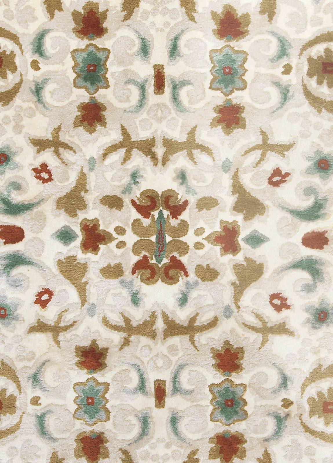 Mid-20th century French Art Deco white, brown, green handmade wool rug by Paule Leleu at Doris Leslie Blau
Size: 12'0
