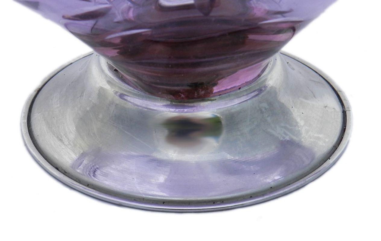 Mid-Century Modern Midcentury French Art Glass Centre Piece Mauve Purple Cut Star Friut Bowl