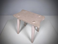 Französischer Hocker aus Crème Eiche, 1950er Jahre, Frankreich, Mitte des Jahrhunderts