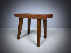 Midcentury French Artisanal Oak Stool, 1950s, France