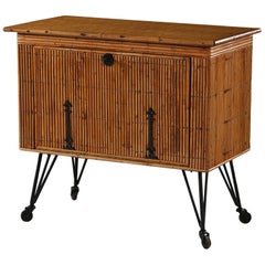 Midcentury French Bamboo Cabinet Attributed to Audoux Et Minet