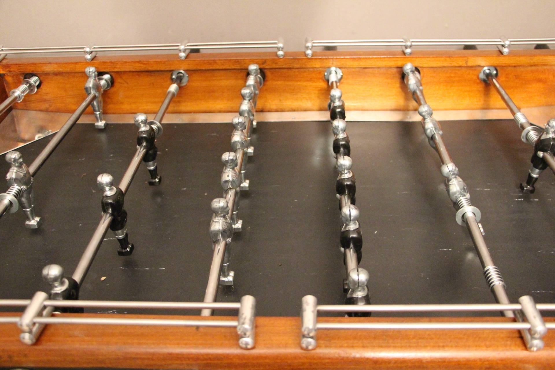Midcentury French Black and Brown Wood Foosball Table 5