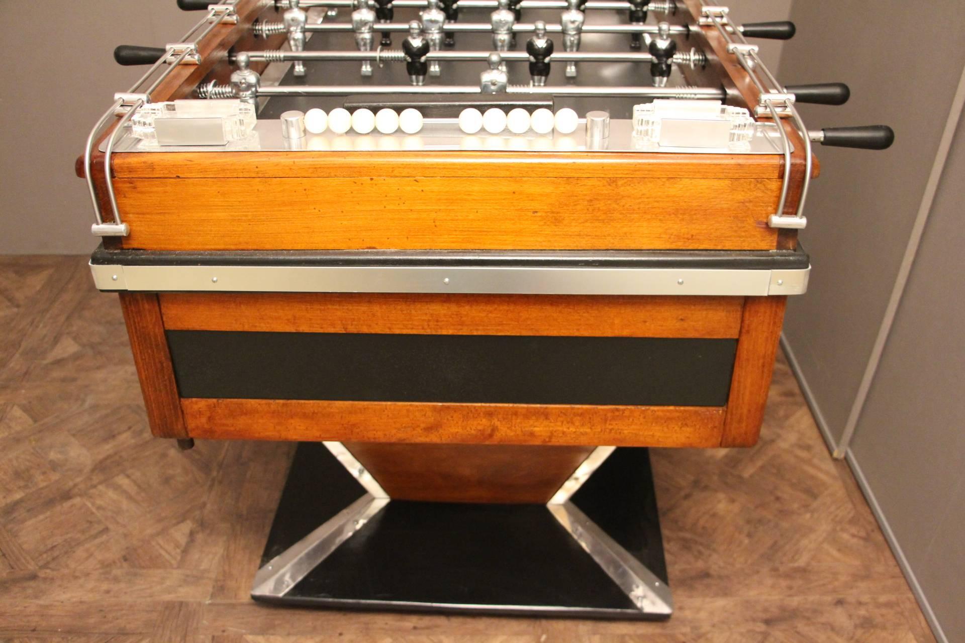 Midcentury French Black and Brown Wood Foosball Table 6