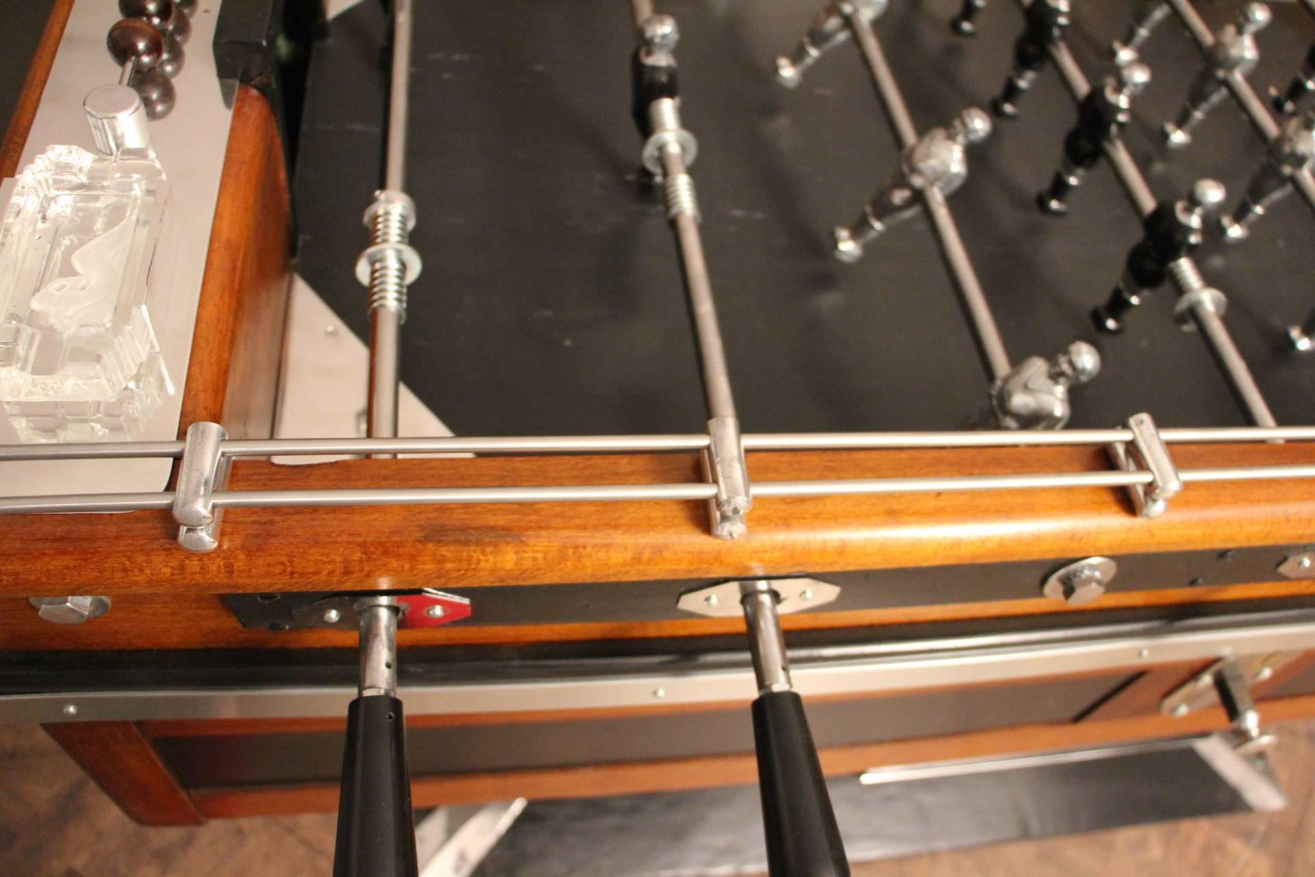 Midcentury French Black and Brown Wood Foosball Table 8