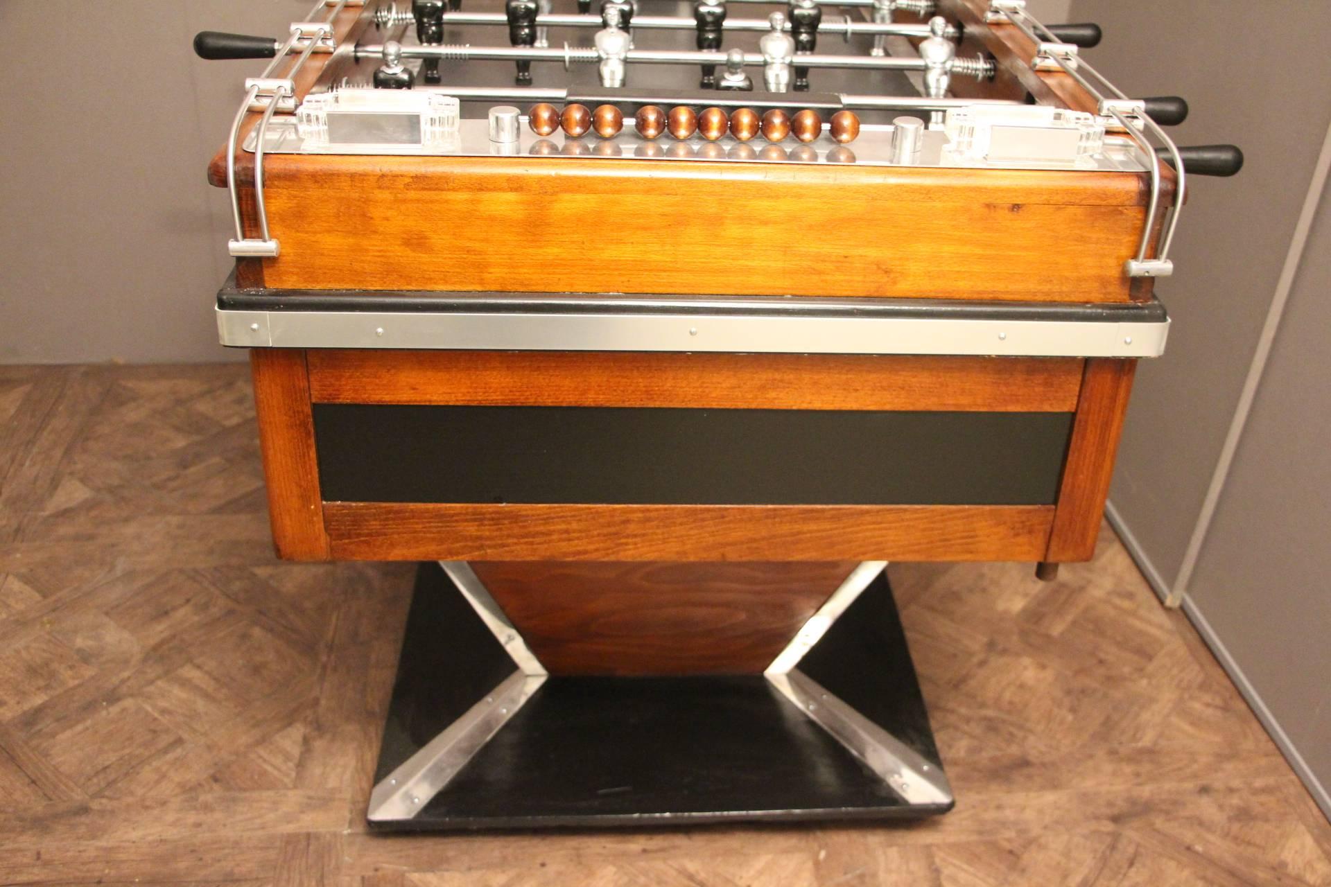 Midcentury French Black and Brown Wood Foosball Table 2