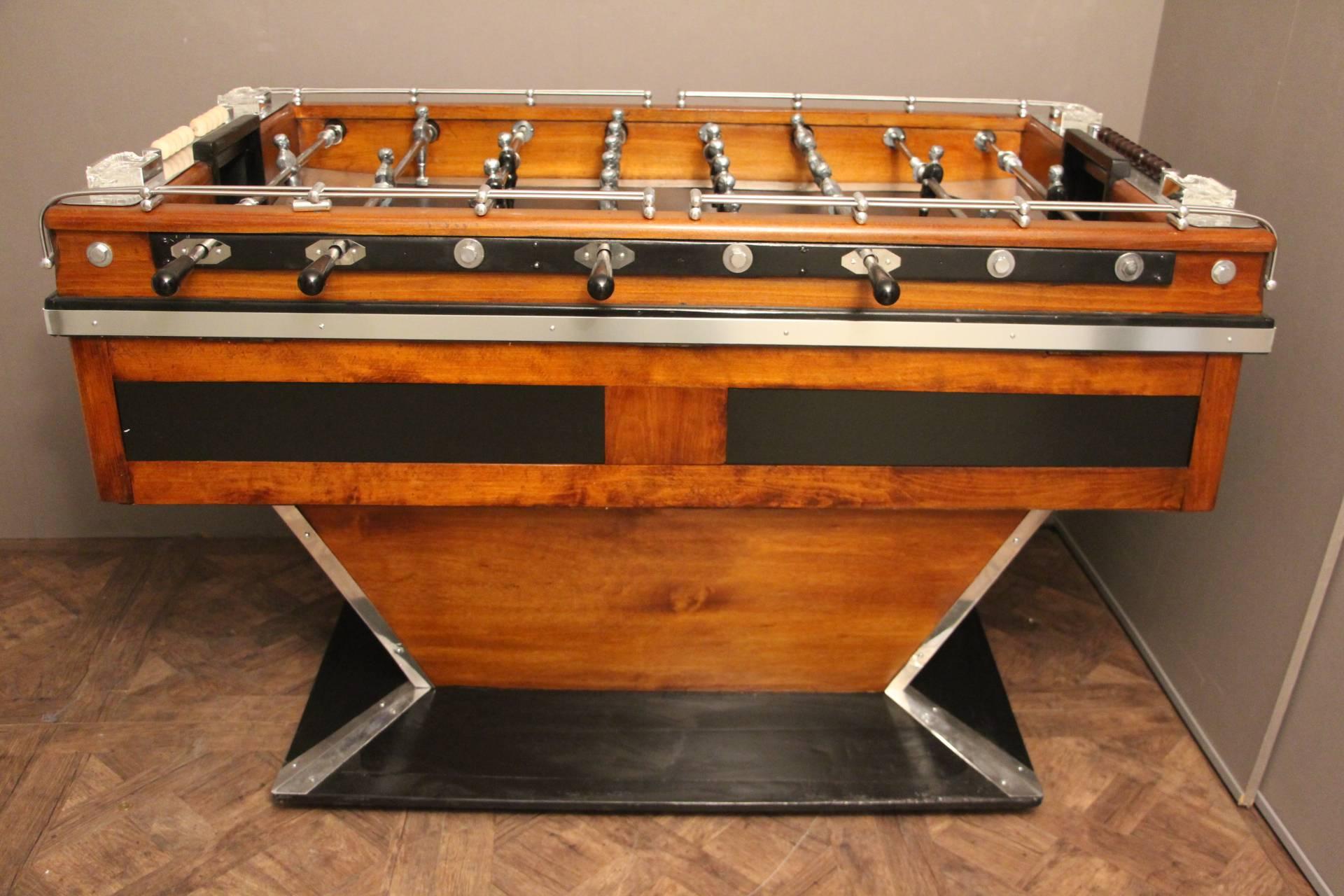Midcentury French Black and Brown Wood Foosball Table 4