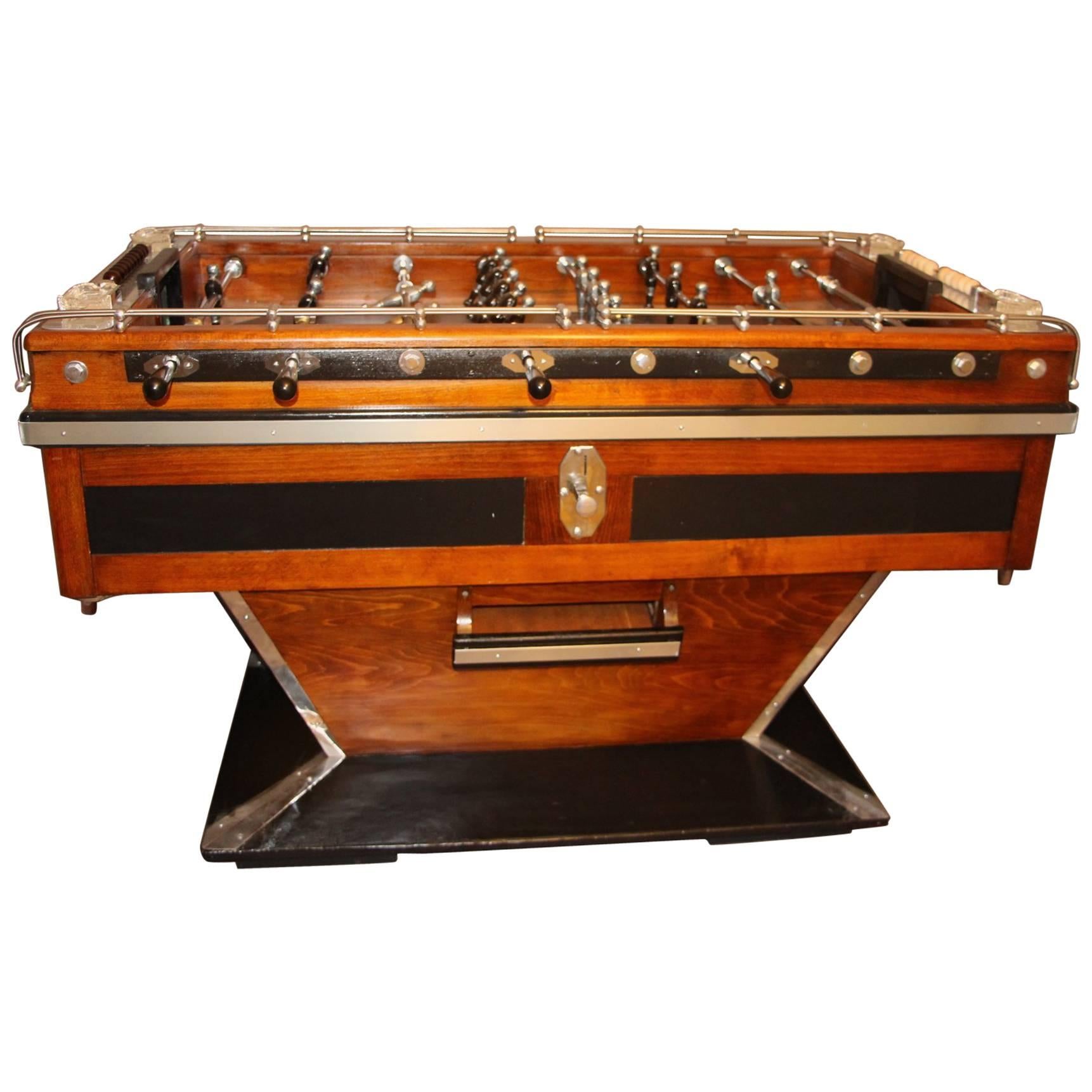 Midcentury French Black and Brown Wood Foosball Table