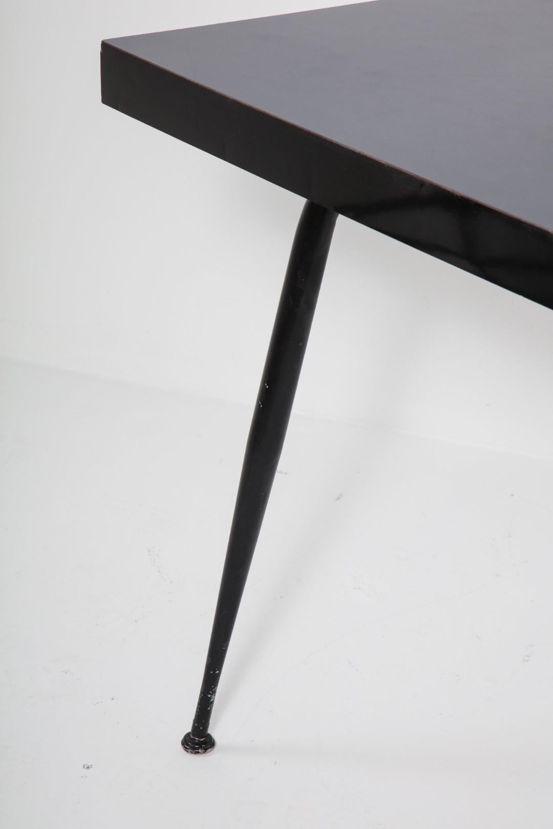 Midcentury French Black Desk with Iron Legs, circa 1950s 4