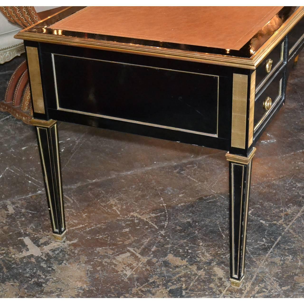 Midcentury French Black Lacquered Writing Desk In Good Condition In Dallas, TX