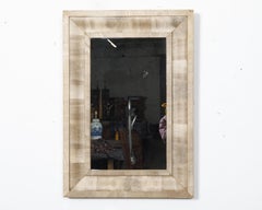 Midcentury French Bleached Walnut Mirror with Beveled Frame