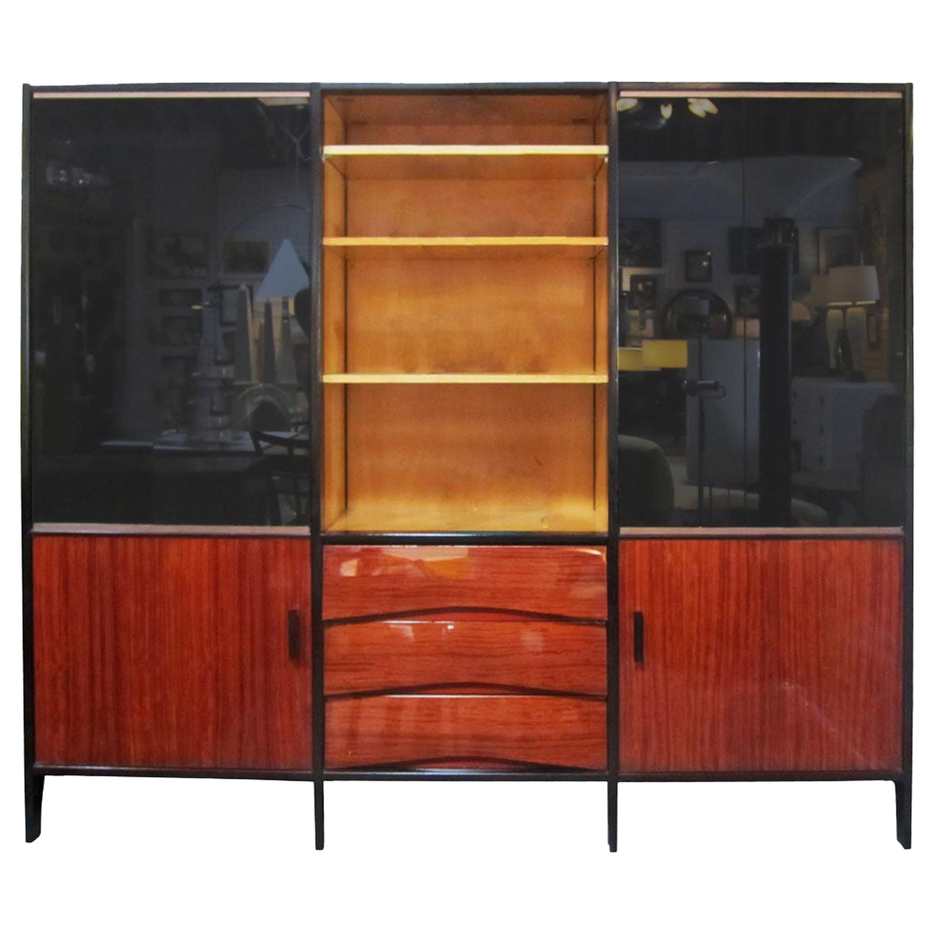 Midcentury French Bookshelf in Mahogany by Meubles Minvielle