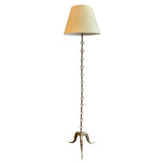 Midcentury French Brass and Sevres Crystal Floor Lamp