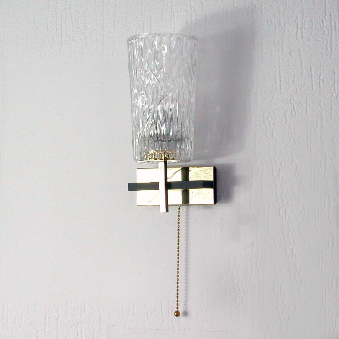 Midcentury French Brass and Textured Glass Sconces by Maison Arlus, 1950s For Sale 7