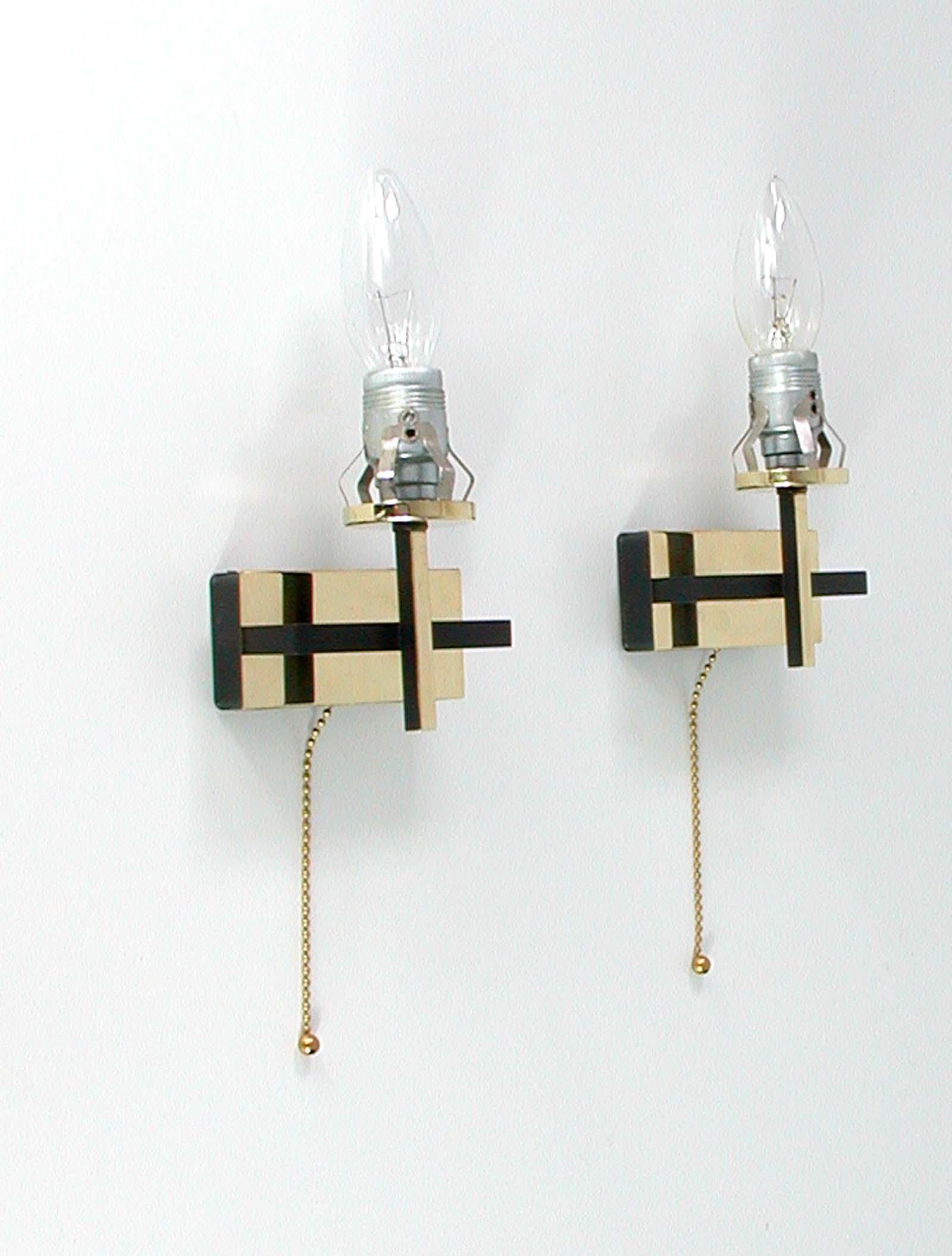 Midcentury French Brass and Textured Glass Sconces by Maison Arlus, 1950s For Sale 2