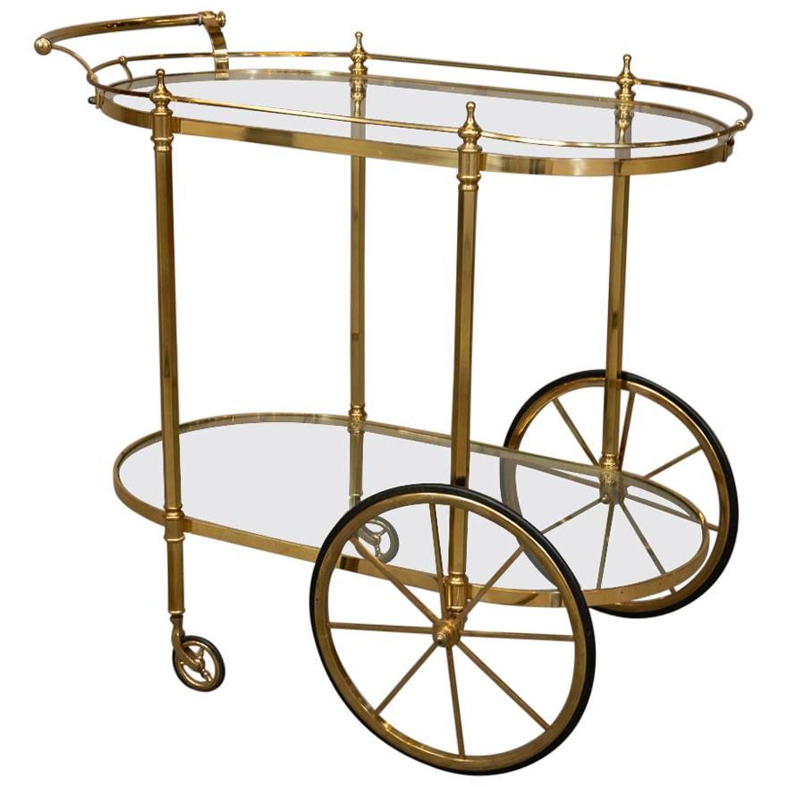 Midcentury French Brass Bar Cart
