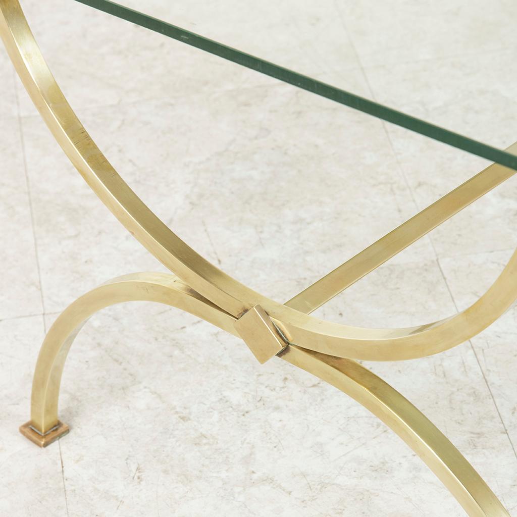 Midcentury French Brass Coffee Table or Cocktail Table with Glass Top 4
