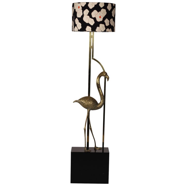 Midcentury French Brass Flamingo Floor Lamp In The Style Of Maison