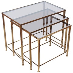 Midcentury French Brass Nesting Tables