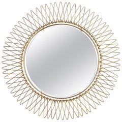 Midcentury French Brass Sunburst Wall Mirror, 1950s