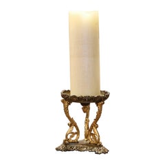 Portacandele francese di metà secolo in bronzo