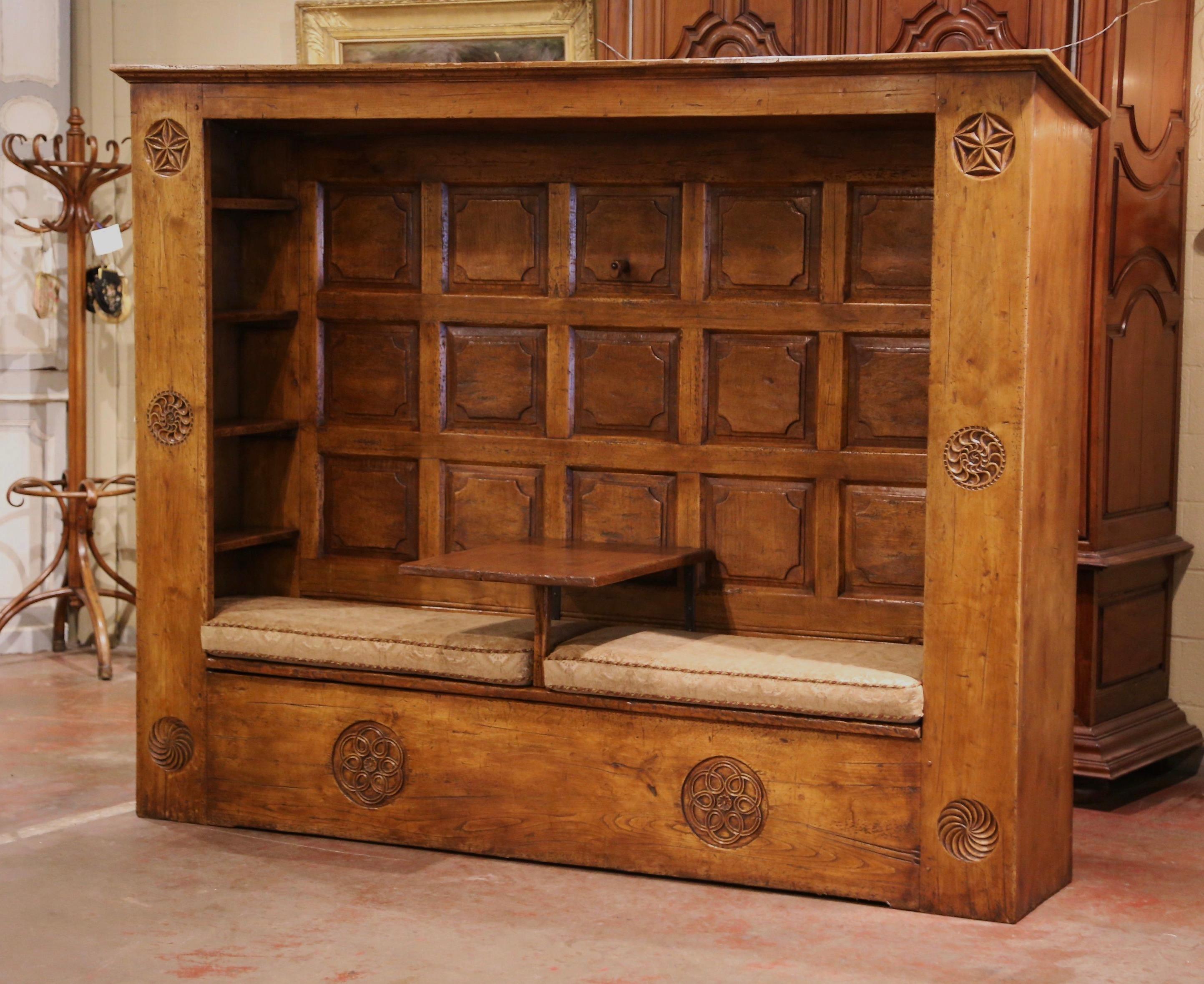Make a focus point in a house with this interesting antique blanket chest table cabinet from the Basque country. Crafted in the Pyrenees of France in solid 18th century chestnut wood, the 