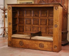 Midcentury French Carved Chestnut "Zouzoulou" Bench Trunk Table Display Cabinet
