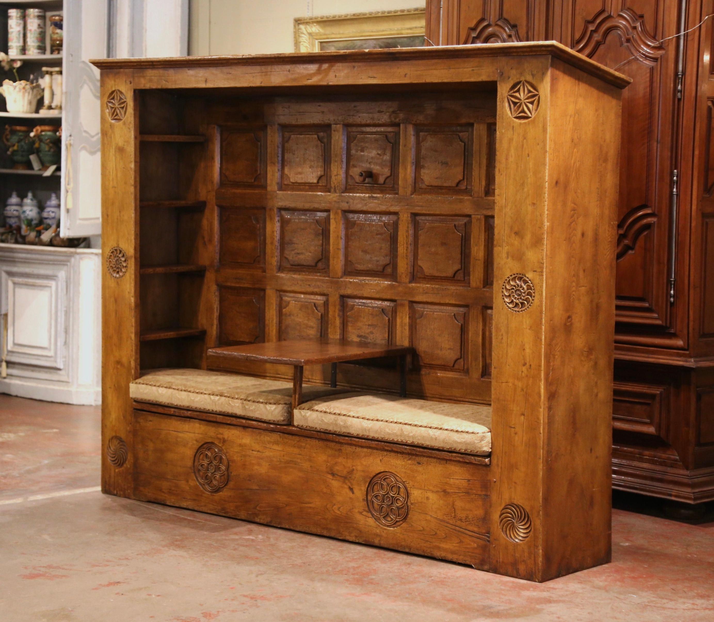 Country Midcentury French Carved Chestnut 