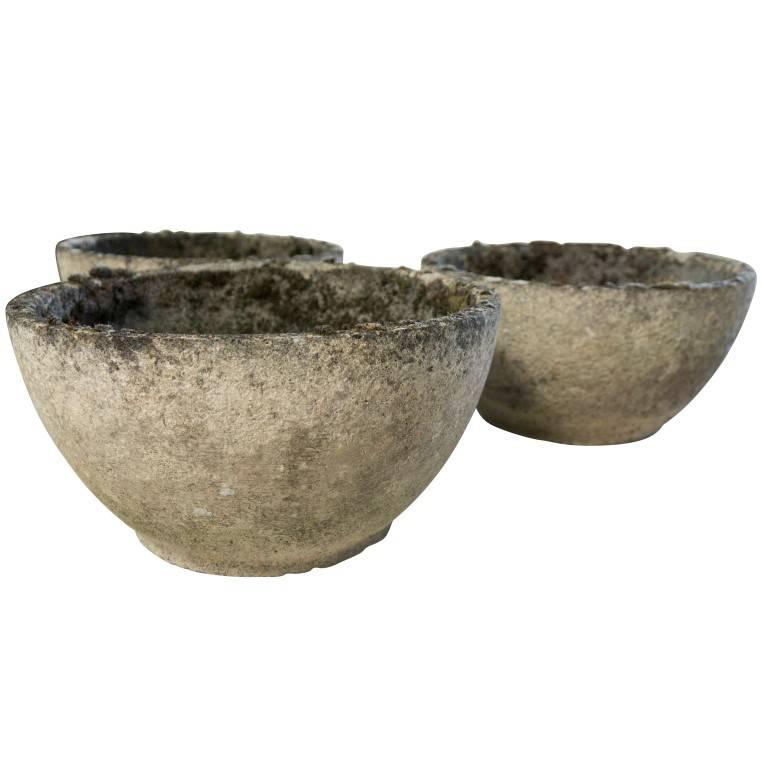 Mid-20th Century Midcentury French Cement Bowl Planters