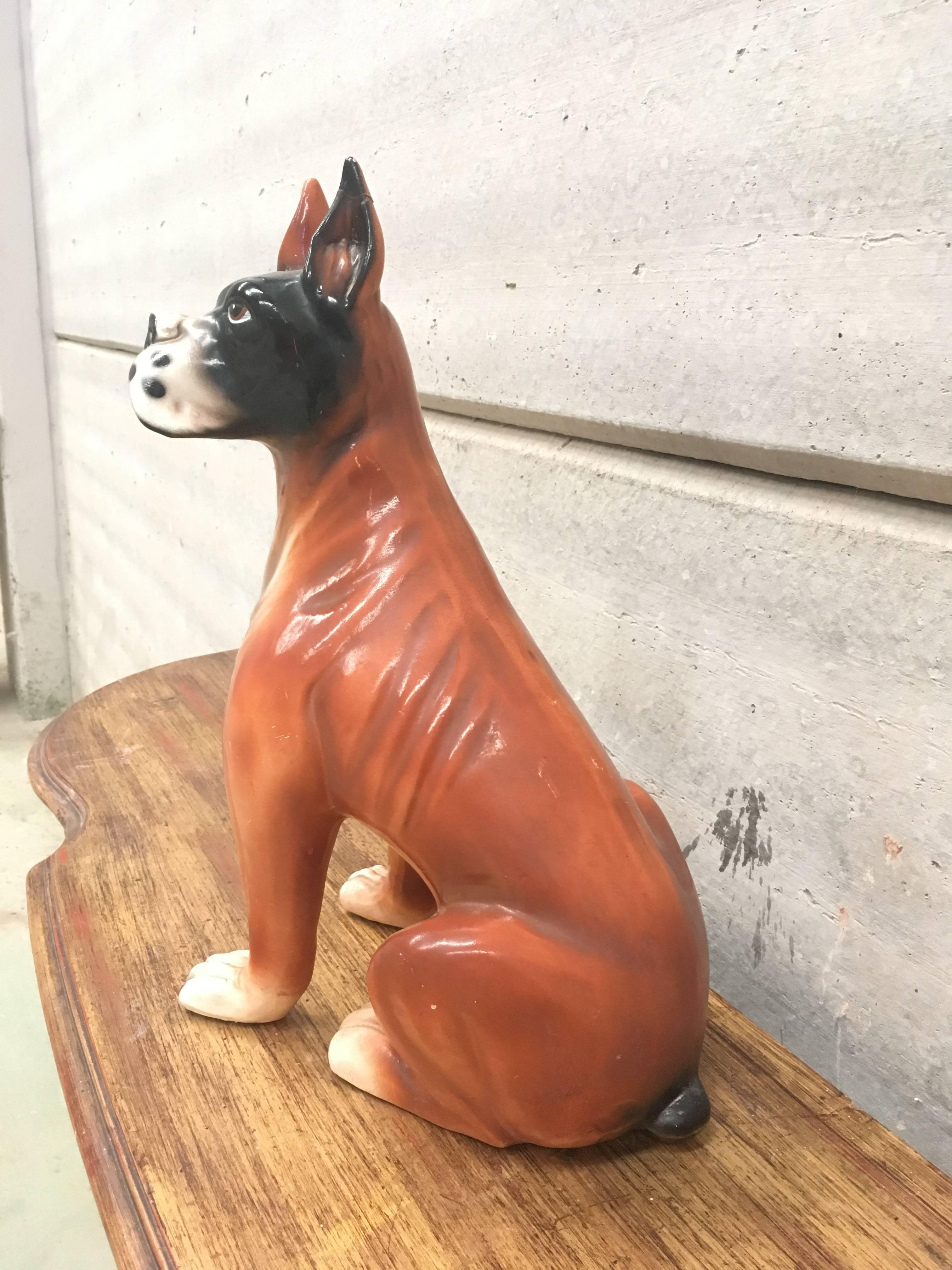Mid-Century Modern Midcentury French Ceramic Boxer Figurine, 1950s For Sale