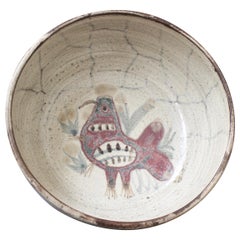 Midcentury French Ceramic Decorative Bowl by Gustave Reynaud for Le Mûrier