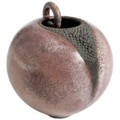 Retro Midcentury French Ceramic Raku Technique Vase Oldrose - Grey Colored, S. Guy E.