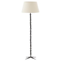 Midcentury French Chain-Link Floor Lamp with Four-Pointed Base