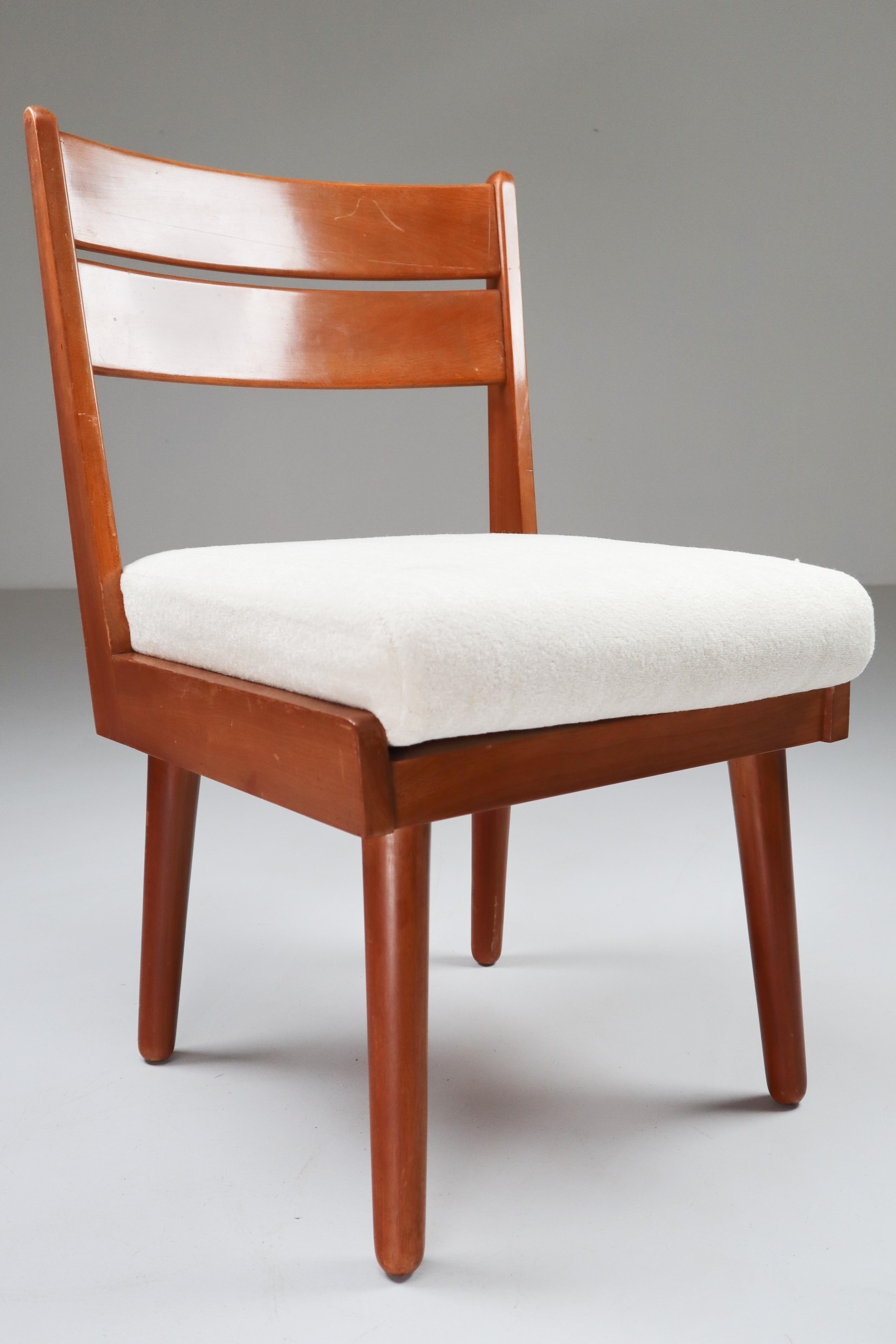 Mid-Century Modern Midcentury French Chair in Walnut and Wool Fabric, 1950s