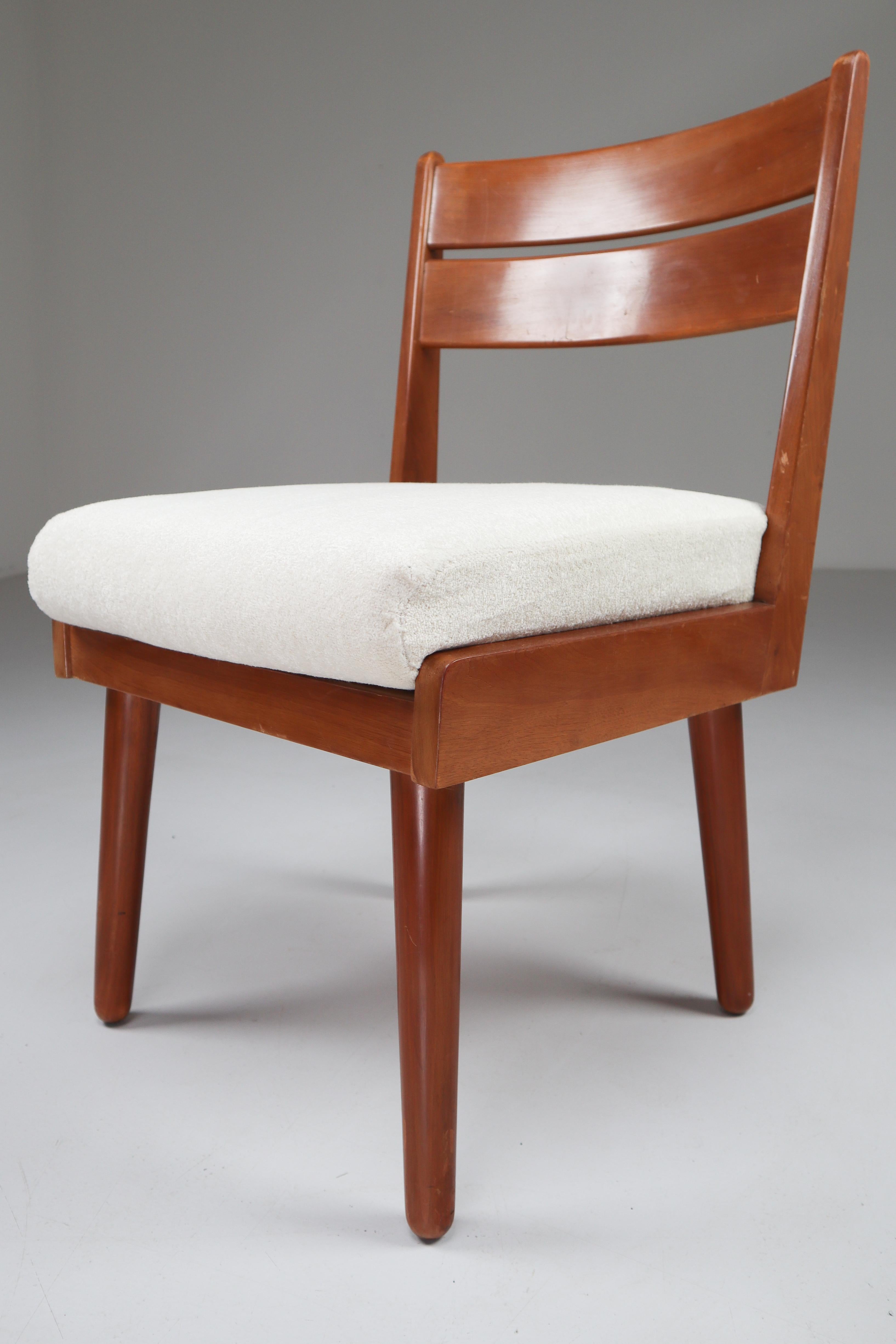 Mid-20th Century Midcentury French Chair in Walnut and Wool Fabric, 1950s
