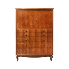 Midcentury French Chest of Drawers with Diamond Inlay Detail