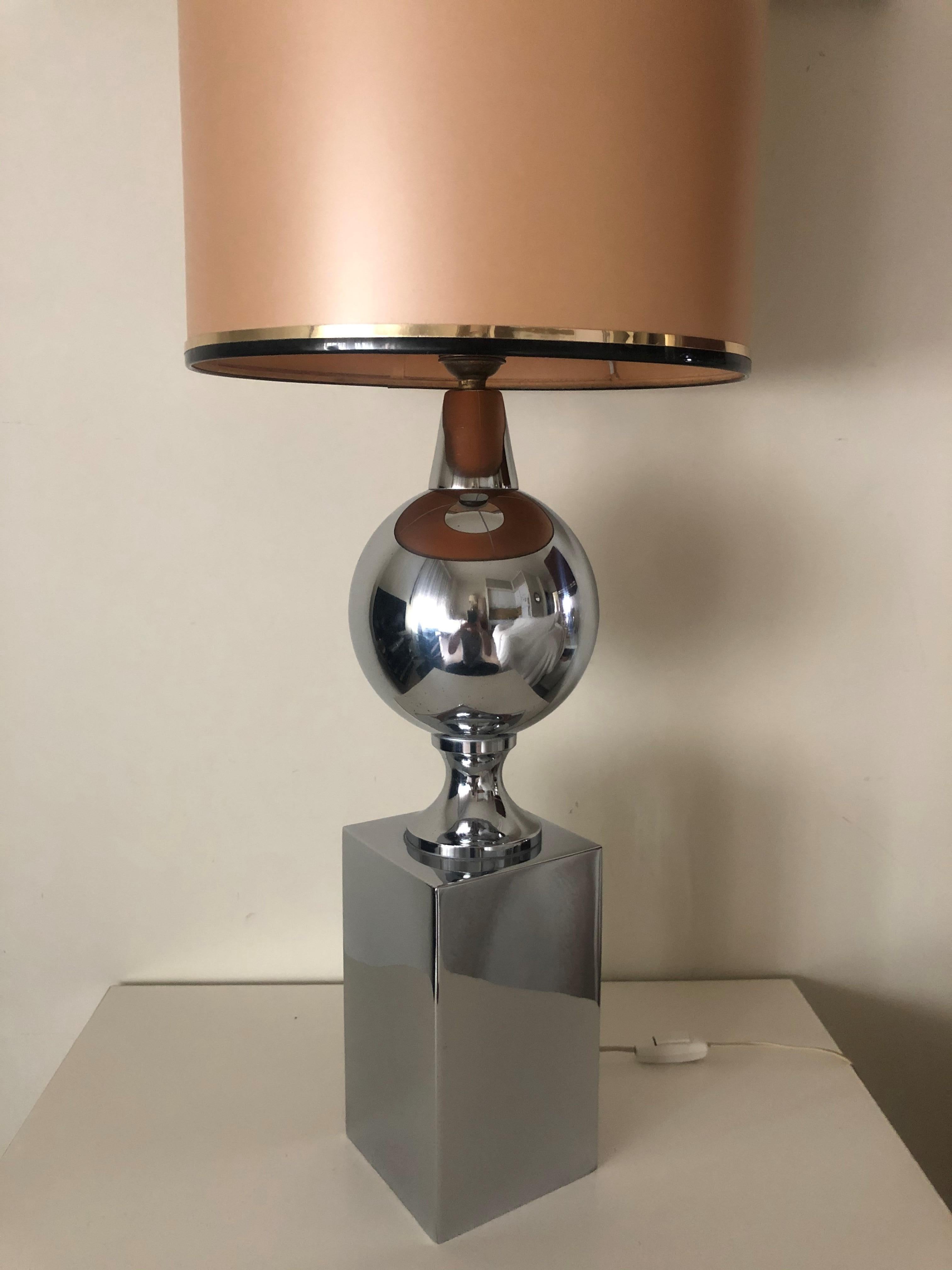 Midcentury French Chrome Table Lamp by Philippe Barbier, 1970s 4