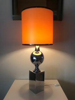 Lampada da tavolo cromata francese del Medioevo di Philippe Barbier, anni '70