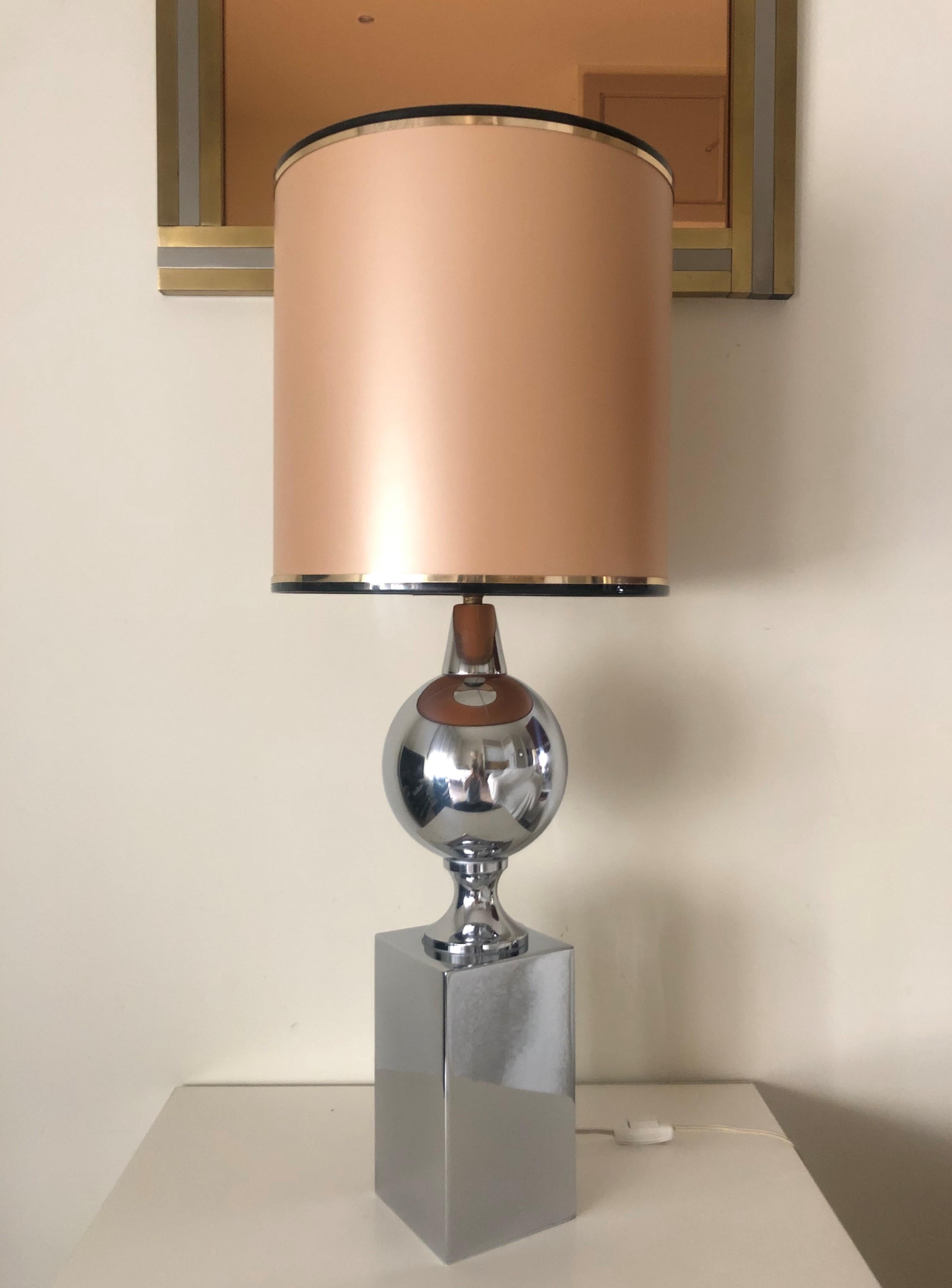Mid-Century Modern Midcentury French Chrome Table Lamp by Philippe Barbier, 1970s